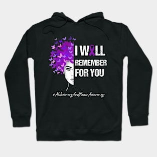 Butterflies I Will Remember Alzheimer's And Brain Awareness Hoodie